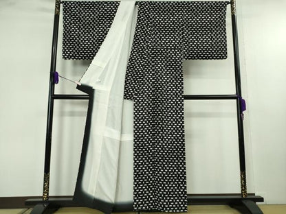 平和屋着物●極上　小紋　犬　黒地　逸品　未使用　DZAB7735kh6