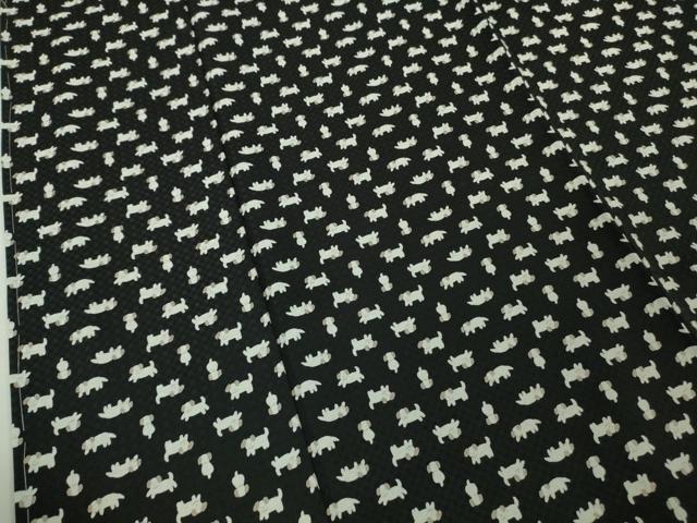 平和屋着物●極上　小紋　犬　黒地　逸品　未使用　DZAB7735kh6