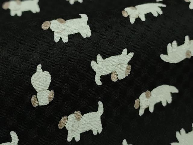 平和屋着物●極上　小紋　犬　黒地　逸品　未使用　DZAB7735kh6