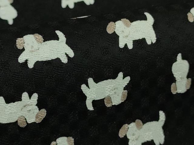 平和屋着物●極上　小紋　犬　黒地　逸品　未使用　DZAB7735kh6