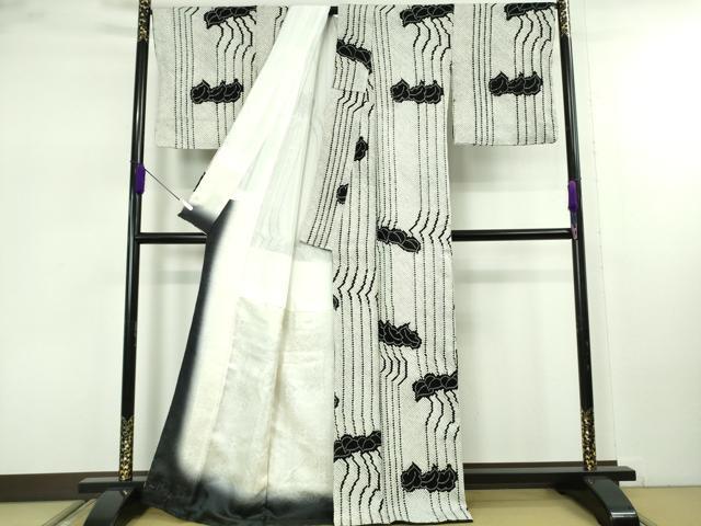 平和屋本店●極上　本疋田絞り　小紋　葉間道　逸品　未使用　DZAB7736kh6