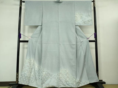 平和屋着物●極上　中国三大刺繍　スワトウ刺繍　汕頭刺繍　総刺繍　訪問着　双鳥花唐草文　秘色色地　金糸　逸品　DZAB7738kh6