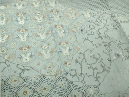 平和屋着物●極上　中国三大刺繍　スワトウ刺繍　汕頭刺繍　総刺繍　訪問着　双鳥花唐草文　秘色色地　金糸　逸品　DZAB7738kh6