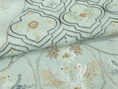 平和屋着物●極上　中国三大刺繍　スワトウ刺繍　汕頭刺繍　総刺繍　訪問着　双鳥花唐草文　秘色色地　金糸　逸品　DZAB7738kh6