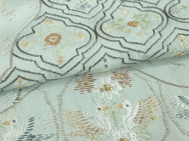 平和屋着物●極上　中国三大刺繍　スワトウ刺繍　汕頭刺繍　総刺繍　訪問着　双鳥花唐草文　秘色色地　金糸　逸品　DZAB7738kh6