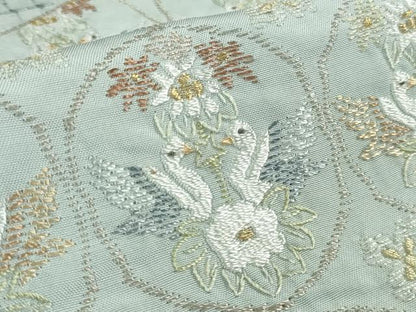 平和屋着物●極上　中国三大刺繍　スワトウ刺繍　汕頭刺繍　総刺繍　訪問着　双鳥花唐草文　秘色色地　金糸　逸品　DZAB7738kh6