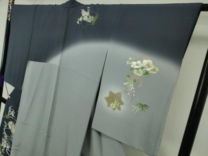 平和屋本店●極上　中国三大刺繍　スワトウ刺繍　汕頭刺繍　総刺繍　訪問着　貝合わせ草花文　暈し染め　金糸　逸品　DZAB7739kh6