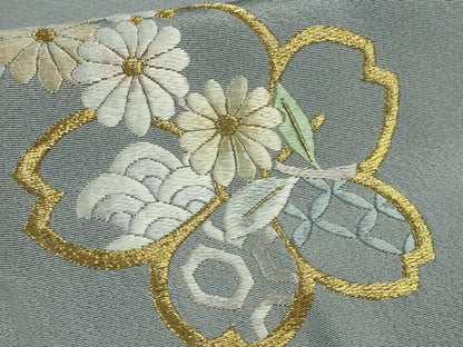 平和屋本店●極上　中国三大刺繍　スワトウ刺繍　汕頭刺繍　総刺繍　訪問着　貝合わせ草花文　暈し染め　金糸　逸品　DZAB7739kh6
