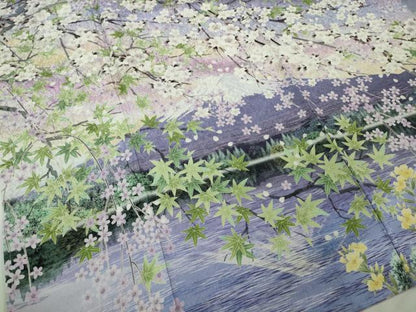 平和屋本店●極上　訪問着　枝垂れ桜　富士山　風景　暈し染め　銀通し地　逸品　未使用　DZAB7743kh6