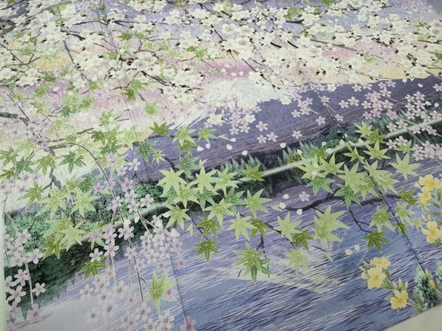 平和屋本店●極上　訪問着　枝垂れ桜　富士山　風景　暈し染め　銀通し地　逸品　未使用　DZAB7743kh6