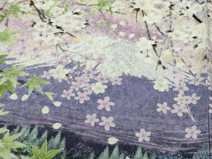 平和屋本店●極上　訪問着　枝垂れ桜　富士山　風景　暈し染め　銀通し地　逸品　未使用　DZAB7743kh6