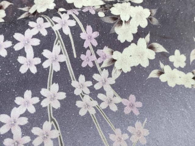 平和屋本店●極上　訪問着　枝垂れ桜　富士山　風景　暈し染め　銀通し地　逸品　未使用　DZAB7743kh6