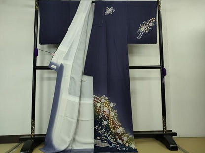 平和屋着物●極上 越後十日町の一流染匠 桐屋・翠山工房 訪問着 辻が花 暈し染 金彩 やまと金ラベル ロング丈 反端 逸品 未使用DZAB7744kh6
