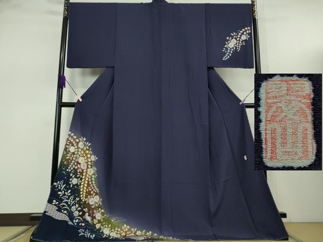 平和屋着物●極上 越後十日町の一流染匠 桐屋・翠山工房 訪問着 辻が花 暈し染 金彩 やまと金ラベル ロング丈 反端 逸品 未使用DZAB7744kh6