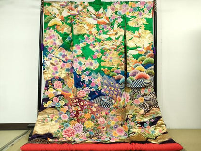 平和屋本店●極上　色打掛　和装 婚礼 結婚式 花嫁 神社挙式 相良刺繍 駒刺繍 鴛鴦　孔雀　軍鶏　鳳凰　暈し染め　金糸　逸品　DZAB7748kh6