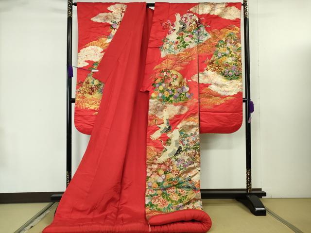 平和屋本店●極上　色打掛　和装　婚礼　結婚式　花嫁　神社挙式　相良刺繍　駒刺繍　飛鶴吉祥花文　金糸　逸品　DZAB7749kh6