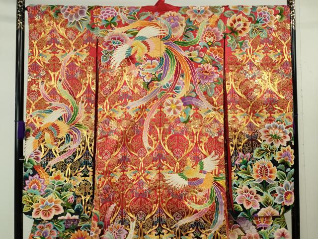 平和屋本店●極上　色打掛 和装 婚礼 結婚式 花嫁 神社挙式　相良刺繍　駒刺繍　総刺繍　鳳凰更紗花文　暈し染め　金糸　逸品　DZAB7750kh6