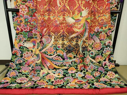 平和屋本店●極上　色打掛 和装 婚礼 結婚式 花嫁 神社挙式　相良刺繍　駒刺繍　総刺繍　鳳凰更紗花文　暈し染め　金糸　逸品　DZAB7750kh6