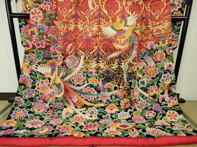 平和屋本店●極上　色打掛 和装 婚礼 結婚式 花嫁 神社挙式　相良刺繍　駒刺繍　総刺繍　鳳凰更紗花文　暈し染め　金糸　逸品　DZAB7750kh6