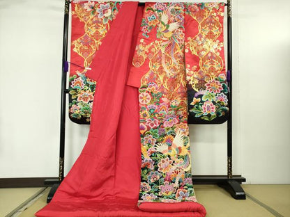 平和屋本店●極上　色打掛 和装 婚礼 結婚式 花嫁 神社挙式　相良刺繍　駒刺繍　総刺繍　鳳凰更紗花文　暈し染め　金糸　逸品　DZAB7750kh6