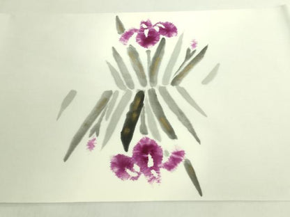 平和屋着物●極上　染色作家　小倉淳史　塩瀬　九寸開き名古屋帯　絞り染　杜若　逸品　DZAB7766kh6