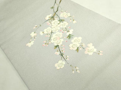平和屋着物●極上　九寸開き名古屋帯　枝垂れ桜　潤色地　金彩　鬼しぼ縮緬　逸品　DZAB7767kh6