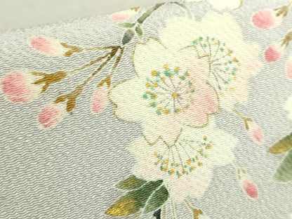 平和屋着物●極上　九寸開き名古屋帯　枝垂れ桜　潤色地　金彩　鬼しぼ縮緬　逸品　DZAB7767kh6