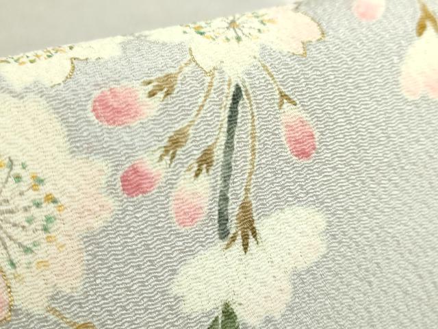 平和屋着物●極上　九寸開き名古屋帯　枝垂れ桜　潤色地　金彩　鬼しぼ縮緬　逸品　DZAB7767kh6