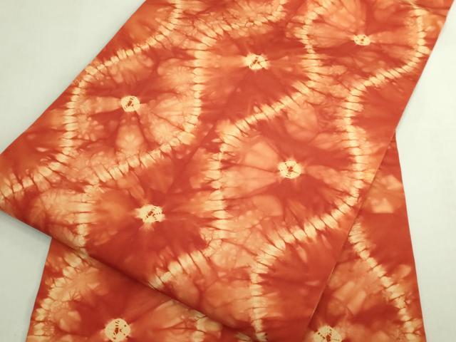 平和屋着物●極上　塩瀬　茜染　九寸開き名古屋帯　絞り　立涌文　正絹　逸品　DZAB7771kh6