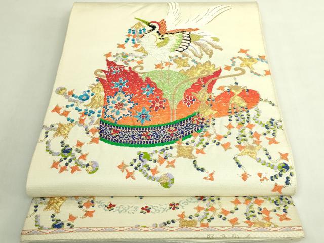 平和屋本店●極上　太鼓柄　本袋帯　龍村平蔵柄　千代乃冠　金銀糸　逸品　DZAB7775kh6