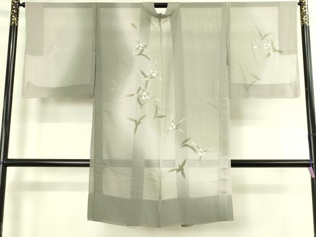 平和屋本店∞極上　長羽織　スリーシーズン　春夏秋　塵除け　格子紋紗　舞花文　暈し染め　逸品　DZAB7781kh6
