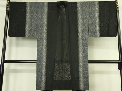 平和屋本店∞極上 長羽織　スリーシーズン　春夏秋　塵除け　花丸紋紗　暈し染め　黒地　やまと誂製　反端付き　未使用　逸品　DZAB7785kh6