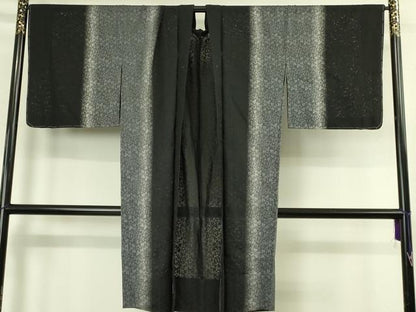 平和屋本店∞極上 長羽織　スリーシーズン　春夏秋　塵除け　花丸紋紗　暈し染め　黒地　やまと誂製　反端付き　未使用　逸品　DZAB7785kh6