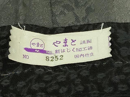 平和屋本店∞極上 長羽織　スリーシーズン　春夏秋　塵除け　花丸紋紗　暈し染め　黒地　やまと誂製　反端付き　未使用　逸品　DZAB7785kh6