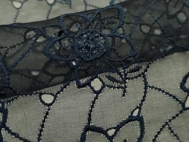 平和屋本店∞極上 長羽織 スリーシーズン 春夏秋 塵除け シルクオーガンジー 刺繍 レース 天然藍染 証紙付き 未使用 逸品 DZAB7787kh6