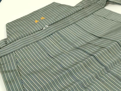 平和屋本店●極上　男性　人間国宝　甲田綏郎　精好仙台平　馬乗り袴　縞　反端付き　逸品　DZAB7800kh6