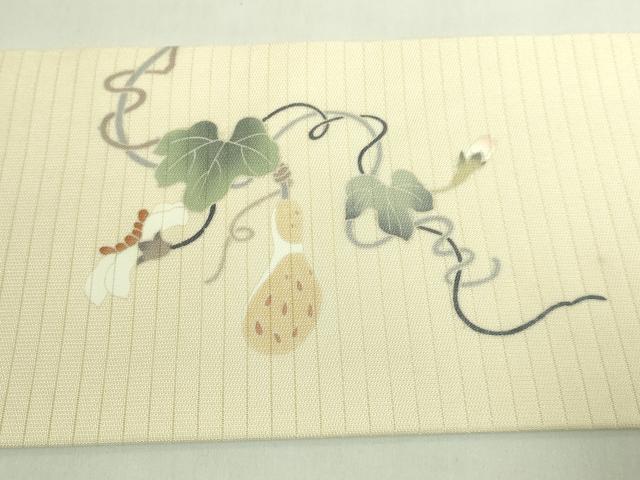 平和屋着物＊極上　夏物　九寸名古屋帯　瓢箪蔦の葉文　逸品　DZAB7803kh6