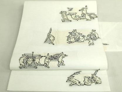 平和屋着物＊極上　夏物　九寸名古屋帯　鳥獣戯画　逸品　未使用　DZAB7805kh6