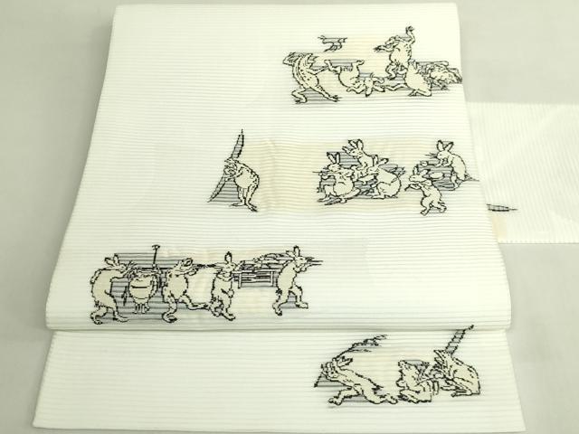 平和屋着物＊極上　夏物　九寸名古屋帯　鳥獣戯画　逸品　未使用　DZAB7805kh6