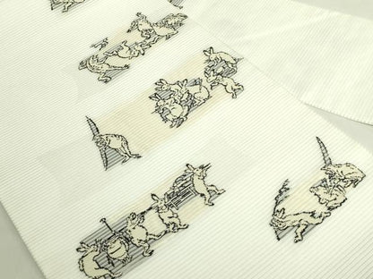 平和屋着物＊極上　夏物　九寸名古屋帯　鳥獣戯画　逸品　未使用　DZAB7805kh6