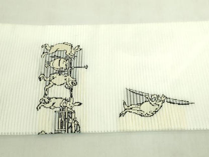 平和屋着物＊極上　夏物　九寸名古屋帯　鳥獣戯画　逸品　未使用　DZAB7805kh6