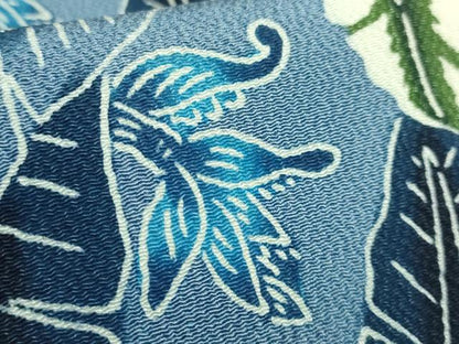 平和屋本店●最高級　城間栄順　本場琉球紅型　九寸名古屋帯　芭蕉の葉　薄花色地　鬼しぼ縮緬　逸品　DZAB7830kh6