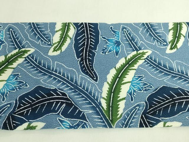 平和屋本店●最高級　城間栄順　本場琉球紅型　九寸名古屋帯　芭蕉の葉　薄花色地　鬼しぼ縮緬　逸品　DZAB7830kh6