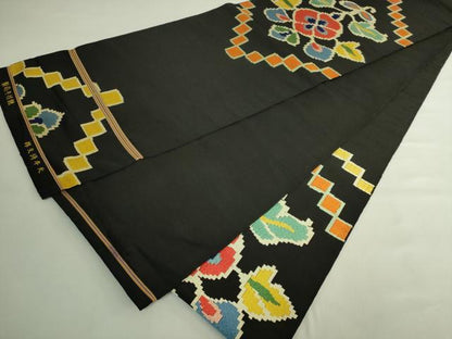 平和屋本店●最高級　龍村平蔵製　太鼓柄　本袋帯　唐織　天平綺文錦　黒地　逸品　DZAB7835kh6