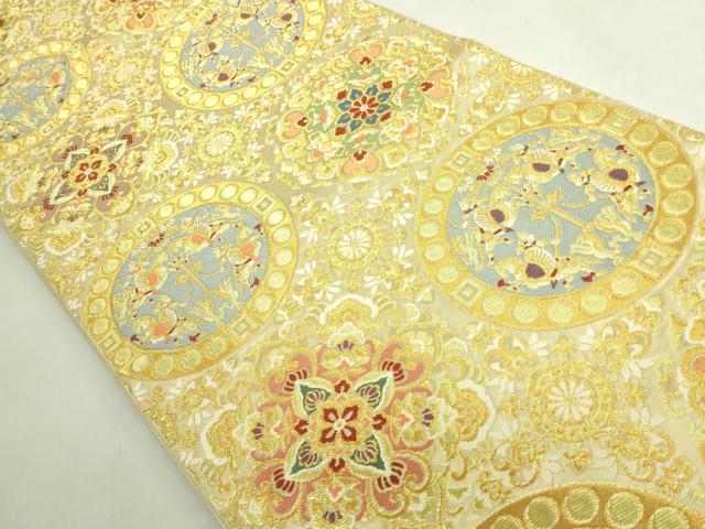 平和屋本店●極上　西陣　川島織物　六通柄　本袋帯　唐織　狩猟花文　金糸　逸品　DZAB7838kh6