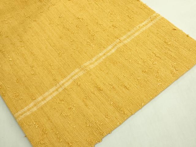 平和屋本店●極上　浦野理一　経節紬　九寸名古屋帯　向日葵色地　逸品　DZAB7847kh6