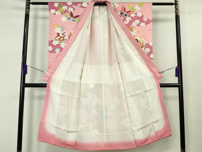 平和屋本店[]極上　七五三　女の子　7歳　祝着　駒刺繍　橘　立波　金彩　逸品　DZAB7851kh6