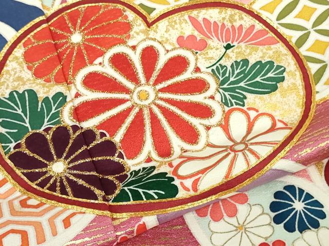 平和屋本店[]極上　七五三　女の子　7歳　祝着　駒刺繍　橘　立波　金彩　逸品　DZAB7851kh6