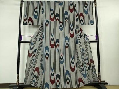 平和屋本店＊極上　夏物　キモノデザイナー　斉藤上太郎　小紋　縦絽　壺垂　五泉　反端付き　逸品　DZAB7854kh6