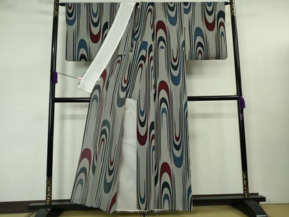 平和屋本店＊極上　夏物　キモノデザイナー　斉藤上太郎　小紋　縦絽　壺垂　五泉　反端付き　逸品　DZAB7854kh6
